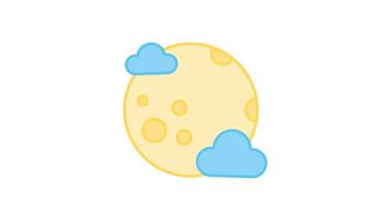 Animated full moon with craters and light blue clouds, suitable for science fiction book covers, astronomy websites, or dreamy backgrounds video