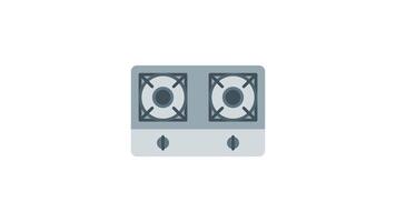 Animated gas stove top with control knobs suitable for kitchen appliance, home cooking, culinary concepts, cooking tutorials, gas stove ads. video