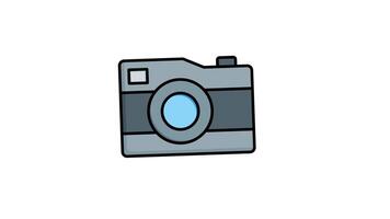 Animated camera with flash ready for photos, suitable for photography blog, graphic design projects, or photography tutorials. Great for creative content video