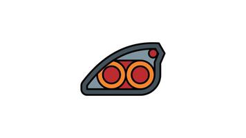 Animated car taillight with two circular lights. Suitable for automotive design projects, illustrations, and concepts related to vehicle lighting systems video