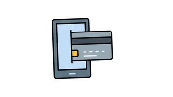 Animated smartphone displaying contactless payment with a credit card. Perfect for finance technology concepts or digital payments related designs video