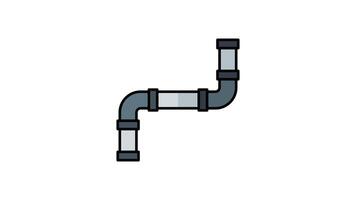 Animated black pipe with gray insulation, bent at right angles. Suitable for industrial, mechanical, plumbing, or construction concepts in design projects video