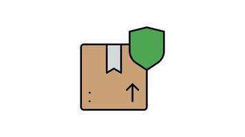 Animated package with green checkmark, shield, and secured delivery symbol. Perfect for showcasing safe and reliable shipping services in advertisements video