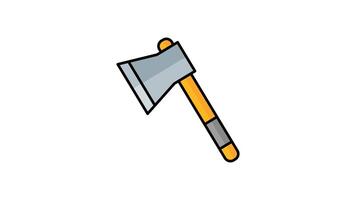 Animated icon of a sharp axe with a wooden handle, perfect for representing tools, lumberjack themes, forestry, camping, or survival activities in digital designs video