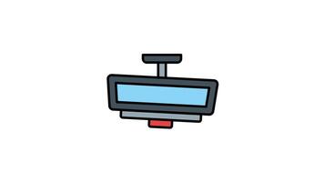 Animated rearview mirror showing black frame, blue reflection, red light. Ideal for car safety, transportation, driving, traffic concepts in design projects video
