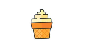 Animated vanilla ice cream in a waffle cone, topped with colorful sprinkles, perfect for summer menus, dessert concepts, food blogs, and social media posts video