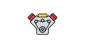 Car engine animation featuring red, yellow, and gray components. Suitable for automotive industry, mechanics, parts catalog, engineering concepts, and technology themes video