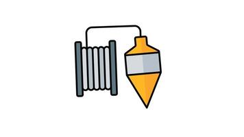 Plumb bob tool animation with string attached to spool for construction, renovation, and measurement concepts. Ideal for DIY websites and pamphlets video