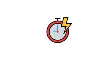 Flash sale animation clock with lightning bolt and fast motion lines, great for flash sale concepts, speed, urgency, energy, and dynamic visuals video