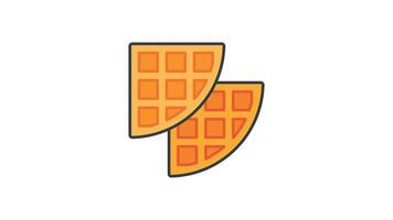 Animated two orange waffles with black outlines, suitable for food blogs, breakfast menus, and graphic design projects needing a touch of sweetness video