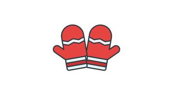 Red mittens animation with white stripes and zigzags perfect for winter themed designs or holiday greeting cards, adding warmth and festive flair video