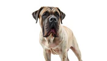 Portrait of a Large Brown Boerboel Dog Against a White Background photo