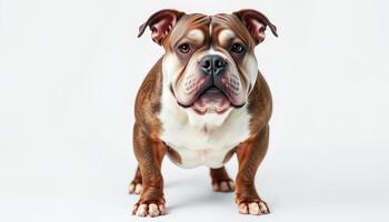 an english bulldog standing on a white background photo