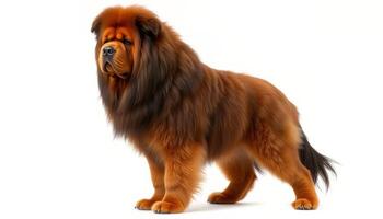 Majestic Red Chow Chow Dog Portrait Against White Background photo