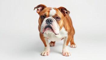 an english bulldog dog standing on a white background photo