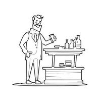 A man in a suit standing at a bar counter vector