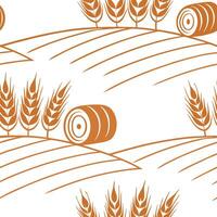 Subtle autumn harvest seamless pattern with hay bales wheat fields and muted orange tones for a rustic fall look concept as Rustic autumn harvest pattern with hay bales wheat field Clear vector