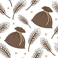 Rustic autumn harvest seamless pattern with haystacks wheat stalks and pumpkins for a farmhouse aesthetic concept as Farmhouse inspired autumn harvest pattern with haystacks wheat Clear vector