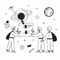 Zero Gravity Experimentation concept as Researchers conduct zero gravity experiments on the International Space Station to study the effects on various materials in Photo Stock Co Clear Set 2 vector