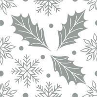 Winter whites seamless pattern with frost covered leaves snowflakes and icy textures for a delicate cold season feel concept as Delicate winter whites pattern with frost covered le Clear vector