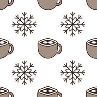 Winter warmth seamless tile pattern with hot cocoa and snowflakes for cozy kitchen decor concept as Hot cocoa and snowflakes arranged seamlessly to create cozy and warm winter kitc Clear Set 7 vector