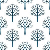 Winter trees seamless pattern with snow covered branches and icy textures for a peaceful cold season design concept as Serene winter trees pattern with snow covered branches and fr Clear vector