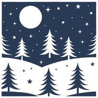 Winter nights seamless pattern with starry skies snow covered trees and soft moonlight for a peaceful tranquil atmosphere concept as Serene winter night pattern with starry skies s Clear vector