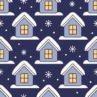 Winter nights seamless pattern with snowy hills distant mountains and sparkling stars for a peaceful remote winter landscape concept as Remote winter night pattern with snowy hills Clear vector