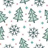 Winter seamless pattern with festive trees snowflakes and holiday lights for a joyful holiday atmosphere concept as Joyful holiday winter pattern with festive trees snowflakes and Clear vector