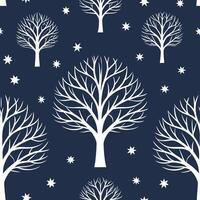 Winter nights seamless pattern with frosty trees soft snowflakes and quiet night skies for a calm reflective atmosphere concept as Calm winter night pattern with frosty trees soft Clear Set 2 vector