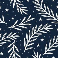 Winter nights seamless pattern with icy branches glowing stars and gentle snowfall for a quiet enchanting winter evening concept as Enchanting winter night pattern with icy branche Clear vector