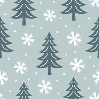 Winter nights seamless pattern with frosty trees soft snowflakes and quiet night skies for a calm reflective atmosphere concept as Calm winter night pattern with frosty trees soft Clear vector