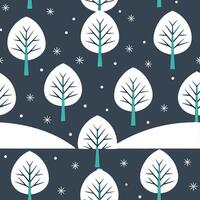 Winter nights seamless pattern with dark sky snowflakes and glowing trees for a mystical winter evening effect concept as Mystical winter night pattern with dark skies snowflakes a Clear vector