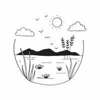 Wildflowers by the Lake concept as A lakes edge is adorned with wildflowers reflecting their colors in the tranquil waters and enhancing the landscape in Photo Stock Concept Clear vector