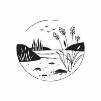 Wildflowers by the Lake concept as A lakes edge is adorned with wildflowers reflecting their colors in the tranquil waters and enhancing the landscape in Photo Stock Concept Clear Set 2 vector