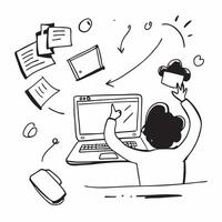 Web Surfing at Work concept as A worker distracted by non work related web surfing during office hours decreasing productivity in Photo Stock Concept vector