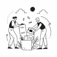 Volunteers setting up a community composting site concept as Volunteers setting up a community composting site highlighting waste reduction sustainability and the benefits of compo Clear vector