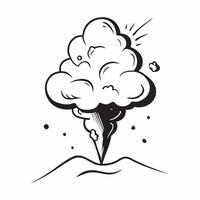 Volcanic Ash Clouds concept as Ominous volcanic ash clouds billowing from an erupting volcano a powerful display of natures force in Photo Stock Concept Clear vector