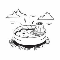 Volcanic Basin Hot Springs concept as Discover the intense and raw energy of hot springs located in a volcanic basin surrounded by dramatic landscapes in Photo Stock Concept Clear vector