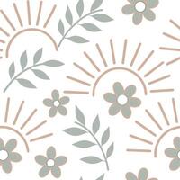 Vintage spring sunshine seamless pattern with muted colors and soft sunburst for retro style spring decor concept as Retro spring sunshine pattern with muted sunburst and soft ligh Clear Set 3 vector