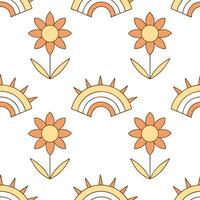 Vintage spring sunshine seamless pattern with muted colors and soft sunburst for retro style spring decor concept as Retro spring sunshine pattern with muted sunburst and soft ligh Clear Set 2 vector