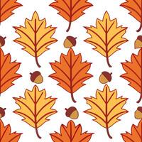 Vibrant autumn trees seamless tile pattern with colorful leaves and acorns for lively fall spaces concept as Colorful autumn leaves and acorns arranged seamlessly to create lively Clear Set 2 vector