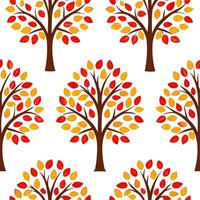 Vibrant autumn trees seamless tile pattern with colorful leaves and acorns for lively fall spaces concept as Colorful autumn leaves and acorns arranged seamlessly to create lively Clear vector