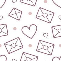 Valentine hearts and love letters seamless tile pattern with romantic scripts and pastel hues for elegant decor concept as Romantic script love letters and pastel hearts arranged s Clear Set 3 vector