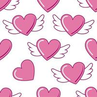 Valentine hearts and cupids seamless tile pattern with playful elements and bright pink tones for cheerful decor concept as Playful hearts and cupids with bright pink tones arrange Clear Set 4 vector