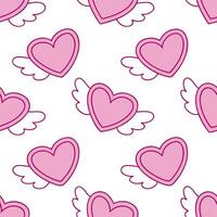 Valentine hearts and cupids seamless tile pattern with playful elements and bright pink tones for cheerful decor concept as Playful hearts and cupids with bright pink tones arrange Clear Set 6 vector