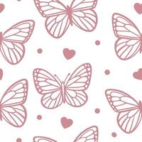 Valentine hearts and butterflies seamless tile pattern with delicate wings and romantic colors for charming decor concept as Delicate butterfly wings and romantic hearts arranged s Clear Set 2 vector