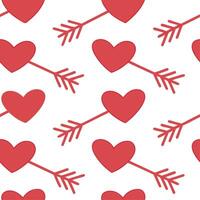Valentine hearts and cupid arrows seamless tile pattern with romantic symbols and vibrant red tones for elegant decor concept as Romantic cupid arrows and vibrant red hearts arrang Clear Set 2 vector