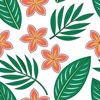 Tropical summer seamless pattern with exotic flowers and vivid tropical foliage for an adventurous design concept as Exotic summer flower pattern with tropical flowers and vivid fo Clear vector