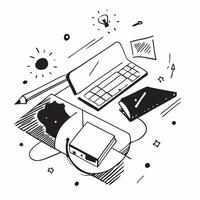 Top view of a workspace with a keyboard and mouse symbolizing technology in double exposure with copy space concept as A top view of a workspace blended with a keyboard and mouse Clear Set 2 vector
